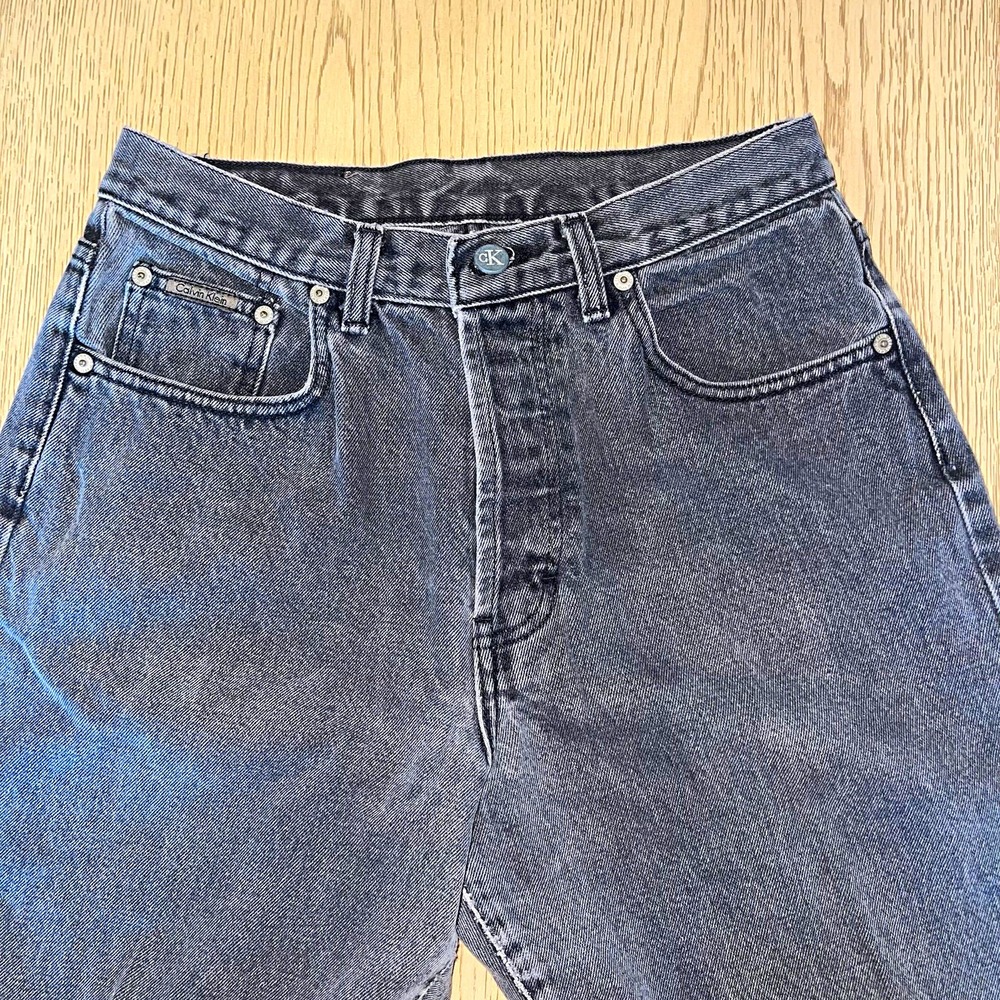 Vintage 80s 90s Calvin Klein Jeans Made in USA Womens 11 Button Fly Faded Black